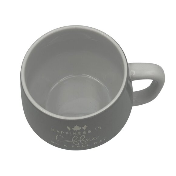 Simply Autumn Happiness is Coffee on a Fall Day  Gray & White Coffee Mug - Picture 2 of 4